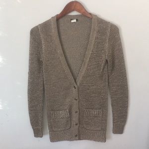 J Crew Metallic Gold Grandfather Cardigan